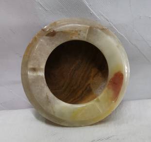 Vintage Carved Onyx Stone Ashtray Circular