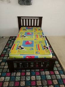 Dark wood single bed frame