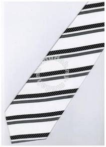 EB19 Black White Quality Striped Formal Neck Tie