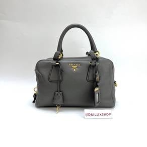 Preloved Prada Grey Bauletto Boston Bag GHW
