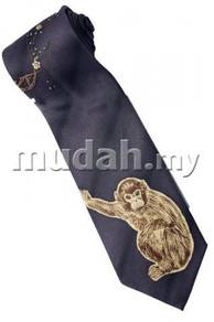 Gold Monkey Chimpanzee Mammal Animal BLUE Neck Tie
