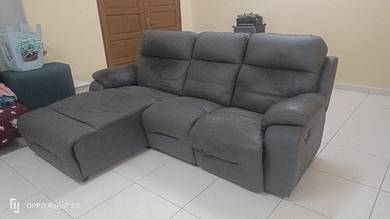 Used Grey 3-Seater L-Shape Leather Recliner Sofa –