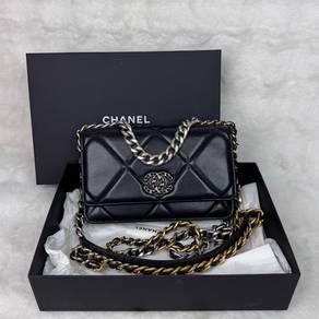 Chanel 19 Black Lambskin WOC with mixed hardware