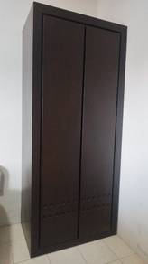 Solid dark wooden 2 door wardrobe