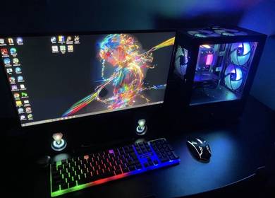 Custom Gaming PC with RGB Keyboard and Mouse