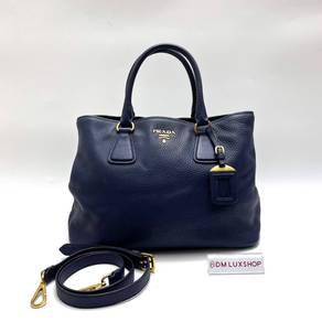 Preloved Prada Navy Blue Leather 2 Ways Bag GHW