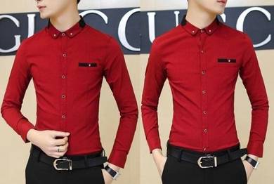 B5061 RED STYLISH CASUAL FORMAL LONG SLEEVE SHiRT