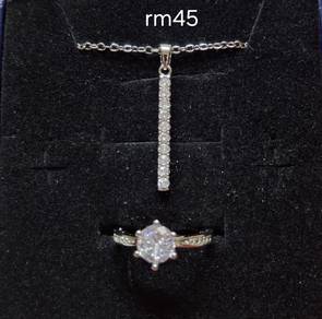 Silver925 Necklace yellow and ring