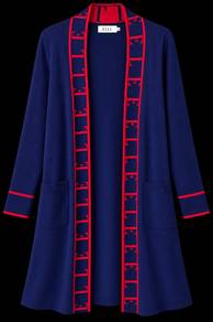 ELLE Long Cardigan Navy Blue & Red | Size S | Pre-