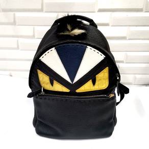 Fendi Grey/Black Selleria Leather and Fur Monster