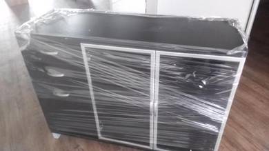 Black Solid Glass Drawer Cabinet TN496