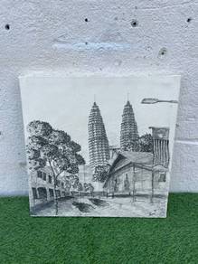YE63H Lukisan Lakaran Seni 43 x 44 cm Drawing Art