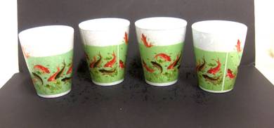 Vintage Melamine Cups - Koi Fish - Set of 4