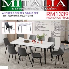 Meja Makan 8 Seater Ceramic Top Murah | Dining Set