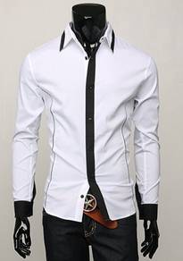 B0588 KEMEJA HITAM BLACK FORMAL CASUAL MAN SHiRT