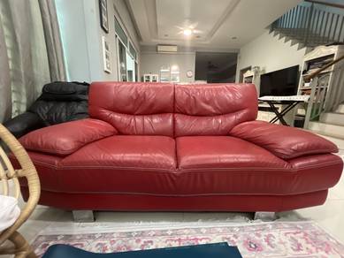 Authentic ROZEL Full Leather 2-Seater Sofa (Red)