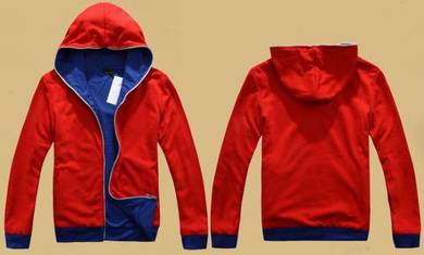 K03434 Red Full Head Zip-Up Hoodie Sweater Jacket