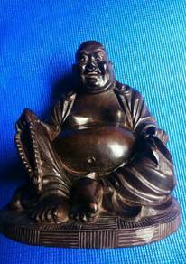24cm high hard, blackwood laughing Buddha