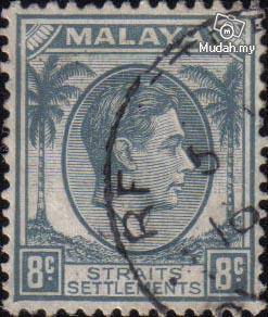 1937 Straits Settlements King George VI 8c Stamp