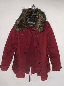 Women's Maroon Hooded Parka Jacket