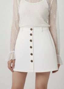 White Button-Down Mini Skirt Women