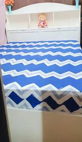 Queen Katil Set + Tilam - Storage Headboard -
