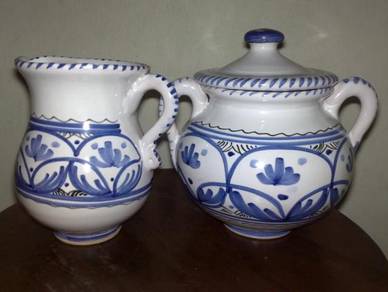 Mangkuk fancy pottery sugar bowl creamer jar
