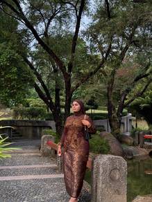 kebaya beaded lace rich brown
