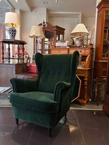 Ikea STRANDMON Armchair Velvet in Djuparp DARK GRE