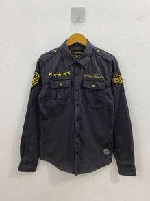 Soul Brand Embroidered Military Shirt Jacket