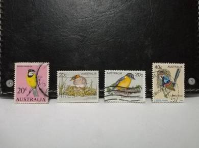 4 Vintage Australia Stamps Birds