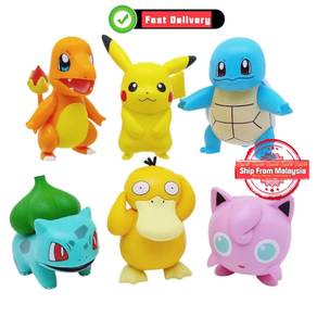 6Pcs/Set Anime Pokemon Figure Pikachu PVC Cake Car