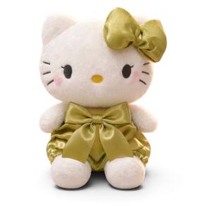 23cm Kawaii Hello Kitty Gold/Metallic Bow Plush To