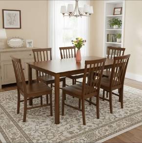 wooden dining table with 6 chairs 
