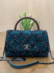 Chanel Coco In Tweed & Maroon Lizard Top Handle