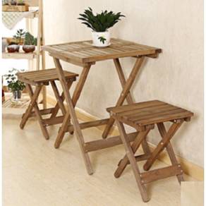 Square Solid Wood Folding Desk Dining Table Meja