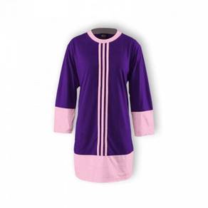 Tshirt Muslimah Front Stripes Enzo Code8022 Purple