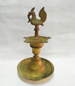 Vintage Brass Peacock Five Layered Oil Lamp