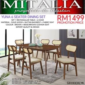 Meja Makan 6 Seater |Wooden 6 Seater Dining Set