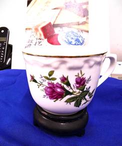 Vintage 1980s Ceramic Cawan with Floral Design s#2
