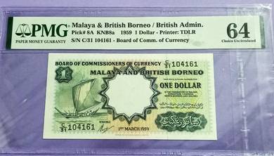 Malaya & British Borneo 1 Dollar 1959 PMG64
