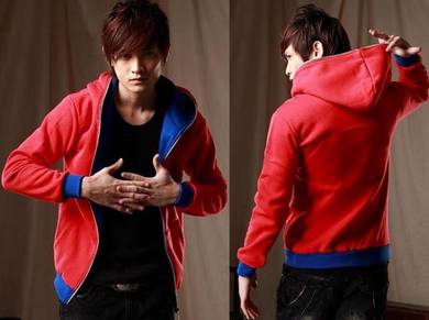 F3434 Blue Red Full Head Zip-Up Hoodies Sweater