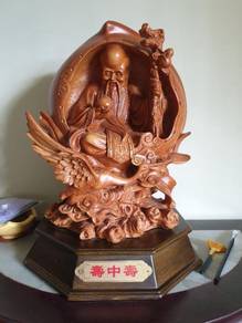 God of Longevity - vintage wooden peach sculpture