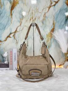 COACH Kristin Signature Beige Canvas Leather Tote