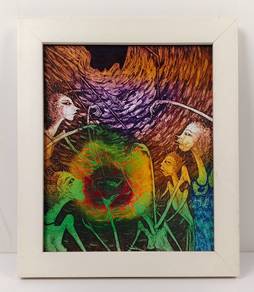 Framed Oil Canvas - Surreal Vortex Encounter