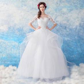 White long sleeve wedding bridal gown dress RB0682