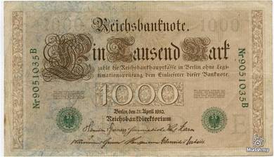 Germany 1000 marks 1910 vf green