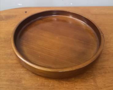 Wooden round tray dark brown