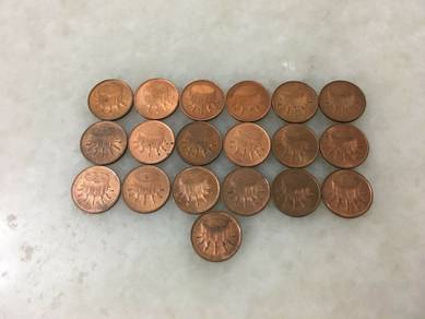 Malaysia coin 1 sen Bunga raya 1989 till 2007