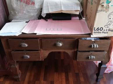 Antique TeakWriting Table,5 Drawers,DRA